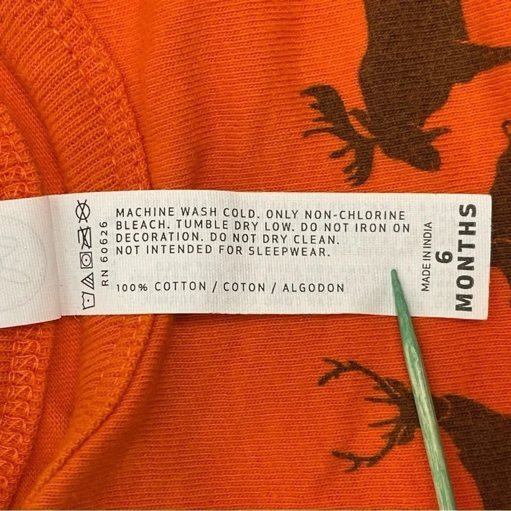 Rabbit Skins Onesie Future Hunting Buddy Orange & Black Baby Boy Size 6 months